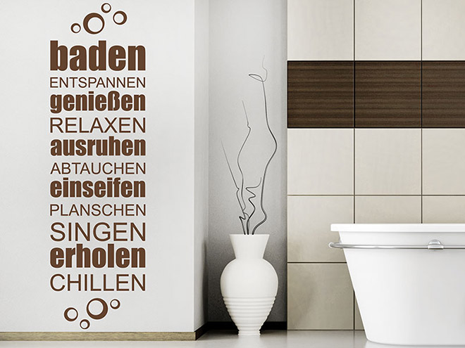 Wandtattoo Bad | Wellness Begriffe fürs Badezimmer | Wandtattoos.de
