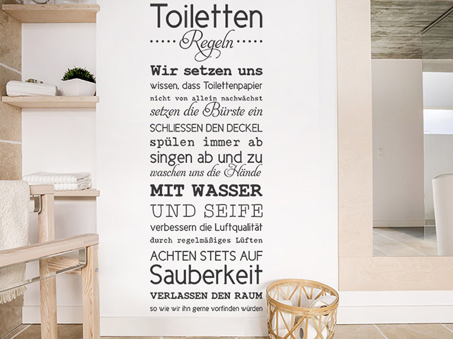 Wandtattoo Toilettenregeln Spruchbanner | Wandtattoos.de