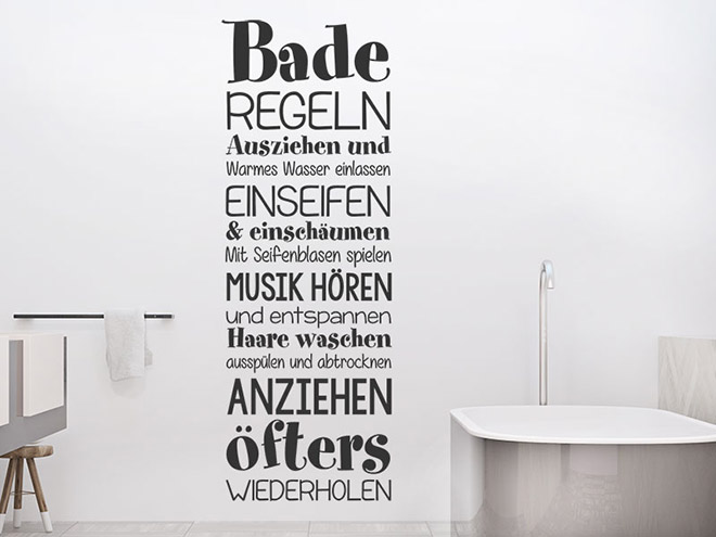 Wandtattoo Bad | Wellness Begriffe fürs Badezimmer | Wandtattoos.de
