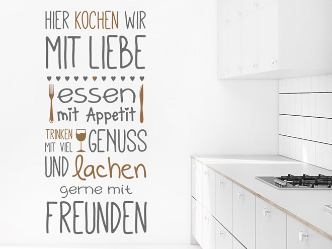 Wandtattoo Hier kochen wir mit Liebe essen mit Wandtattoos.de