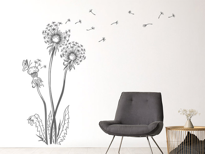 Wandtattoo Pusteblume Schmetterling