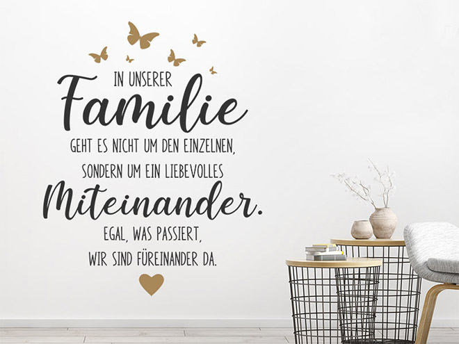 Wandtattoo In unserer Familie mit Herz Wandtattoos.de