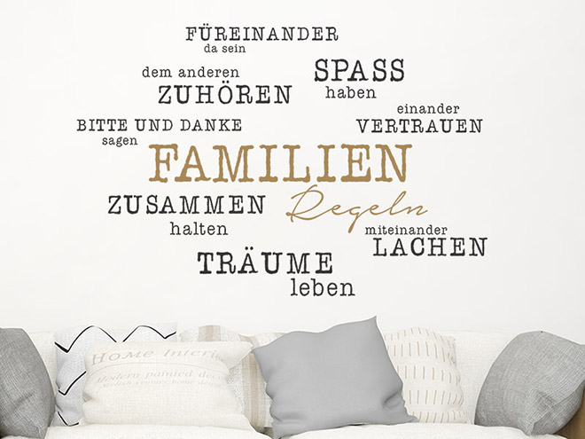 Wandtattoo mit Familienregeln