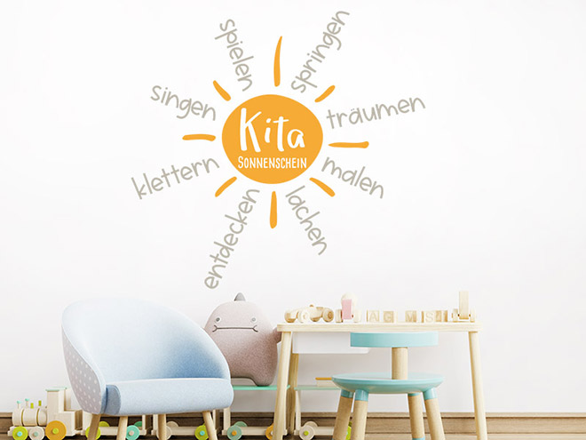 Wandtattoo Sonne Cartoon - Bunte Kinderzimmer Dekoration 39x40cm