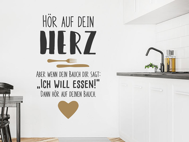 Wandtattoo Hör auf dein Herz... lustiger Spruch Wandtattoos.de