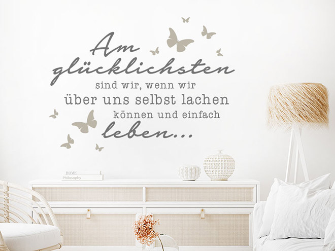 Wandtattoo Am glücklisten sind wir... Spruch Wandtattoos.de