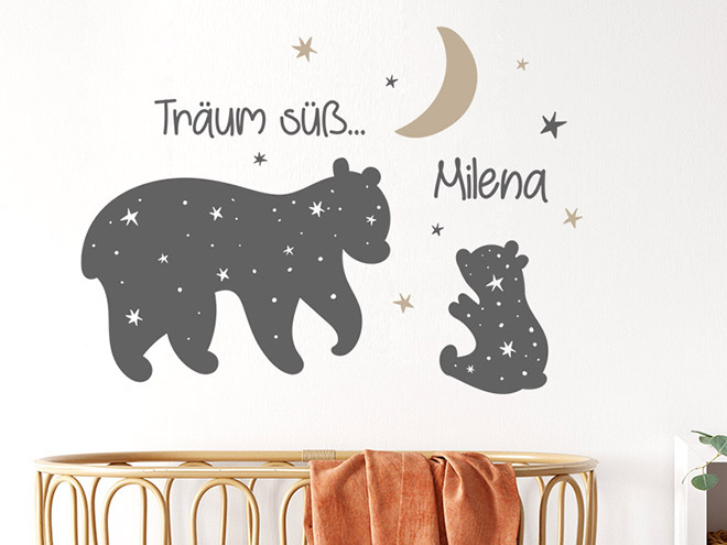 Wandtattoo Träum süß mit Bärenfamilie | Wandtattoos.de