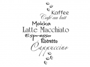 Wandtattoo Kaffeesorten mit Kaffeebohnen Motivansicht