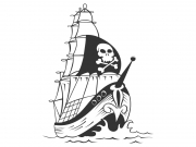 Wandtattoo Piraten Segelschiff Motivansicht