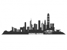 Wandtattoo Hong Kong Skyline Motivansicht