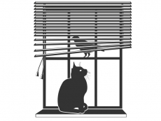 Wandtattoo Fenster mit Katze und Vogel Motivansicht
