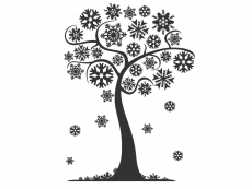 Wandtattoo Winterlicher Baum mit Schneeflocken Motivansicht