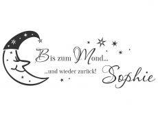 Wandtattoo Bis zum Mond mit Wunschname Motivansicht