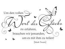 Wandtattoo Zitat Der Wert des Glücks ... Motivansicht