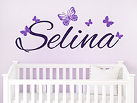 Wandtattoo Babyname mit Schmetterlingen