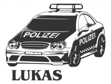 Wandtattoo Polizeiauto mit Name Motivansicht