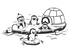 Wandtattoo Pinguin Bande Motivansicht