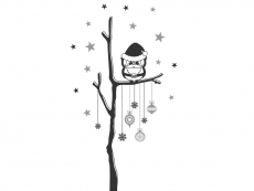 Wandtattoo Eule mit Weihnachtsbaum Motivansicht
