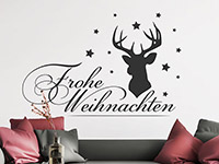 Wandtattoo Hirsch mit Frohe Weihnachten