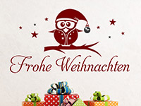 Wandtattoo Frohe Weihnachten mit Eule