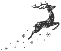 Wandtattoo Springendes Rentier mit Schneeflocken Motivansicht