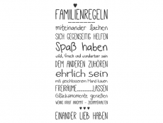 Wandtattoo Familienregeln mit Herz Motivansicht