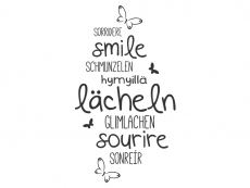 Wandtattoo Lächeln in verschiedenen Sprachen Motivansicht