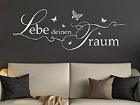 Wandtattoo Lebe deinen Traum mit Schmetterlingen