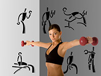 Wandtattoo Fitnessstudio Set Hantel-Training