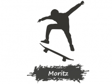 Wandtattoo Skateboard mit Name Motivansicht