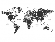 Wandtattoo Weltkarte aus Kreisen Motivansicht