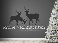 Wandtattoo Frohe Weihnachten mit Hirschen