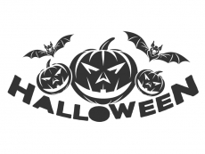 Wandtattoo Halloween mit Kürbissen und Fledermäusen Motivansicht