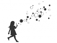 Wandtattoo Mädchen mit Seifenblasen Motivansicht