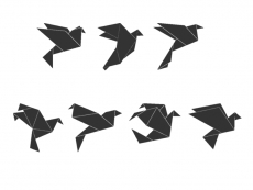 Wandtattoo Origami Vögel Set Motivansicht