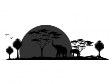 Wandtattoo Steppe mit Elefanten Motivansicht