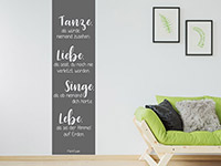 Wandtattoo Wandbanner Tanze Liebe Singe Lebe