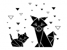 Wandtattoo Origami Füchse Motivansicht
