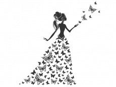 Wandtattoo Lady mit Schmetterlingen Motivansicht