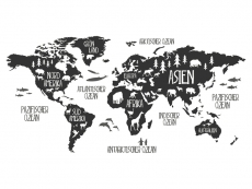 Wandtattoo Weltkarte mit Tieren Motivansicht