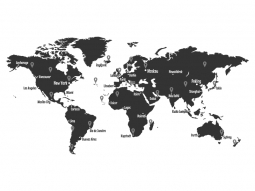 Wandtattoo Weltkarte mit Pins Motivansicht