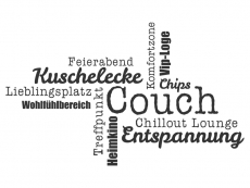 Wandtattoo Wortwolke Couch Motivansicht
