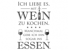 Wandtattoo Ich liebe es mit Wein zu kochen Motivansicht