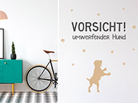 Wandtattoo Vorsicht umwerfender Hund