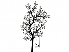 Wandtattoo Verzweigter Baum mit Schaukel und Vögeln Motivansicht