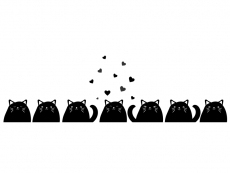 Wandtattoo Bordüre Katzen mit Herzchen Motivansicht