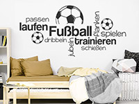 Wandtattoo Wortwolke Fußball spielen