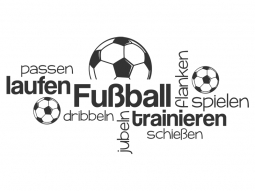 Wandtattoo Wortwolke Fußball spielen Motivansicht