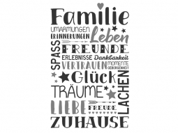 Wandtattoo Familienworte mit Herz Motivansicht