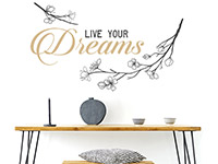 Wandtattoo Live your Dreams mit Ästen